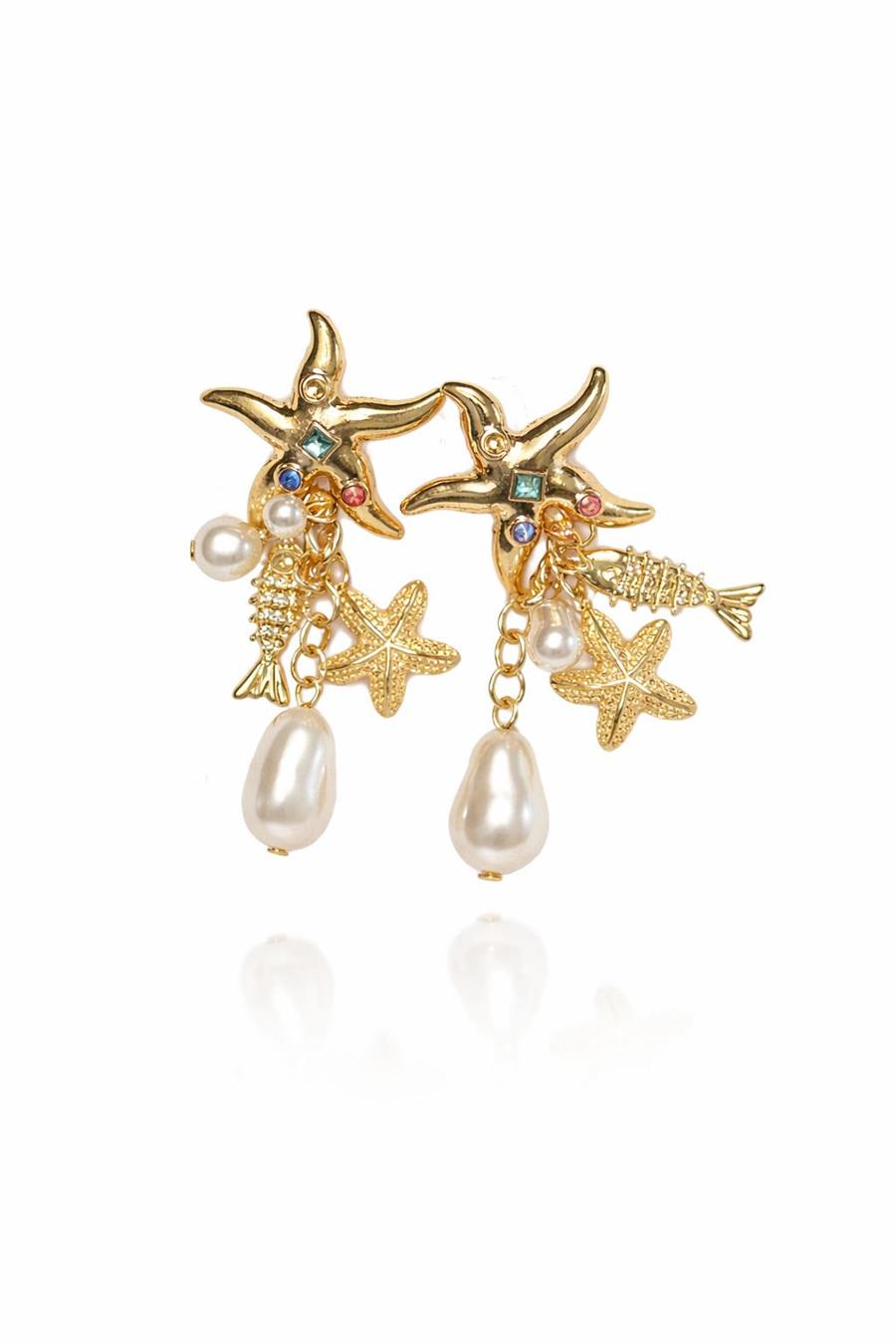 Ember Deniz Yıldızı Formlu Chramlı Sallantılı Küpe